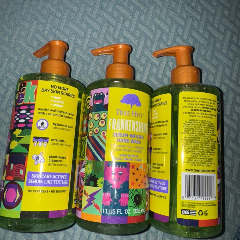 3X Tree Hut Frankenshine Serum-Infused Hand Wash - Green 11 oz each limited ed